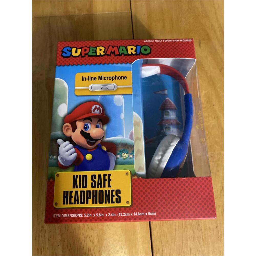 Super Mario Kids' Safe Headphones Comfort Ear Cushions Wired Headphones